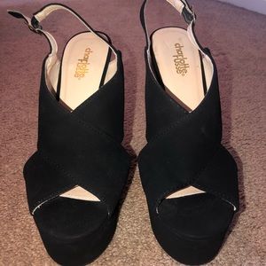 Charlotte Russe black suede heel wedges